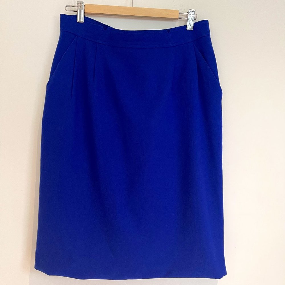 Braemar by Diana Charles Woman Blue Wool Straight Pencil Skirt Size 16